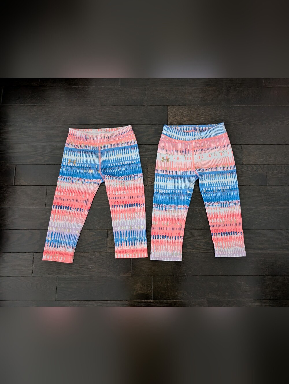 sz:6 LIKE NEW Under Armour Girls’ HeatGear Printed Crop Leggings (Set of 2)